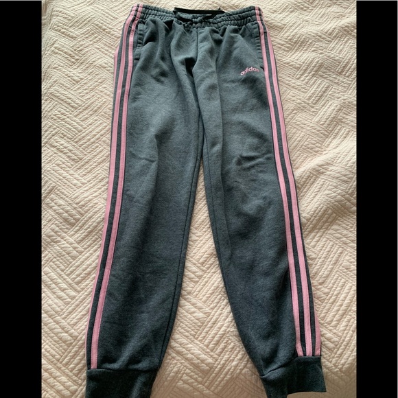 adidas Pants - Adidas grey/pink track pants size Medium